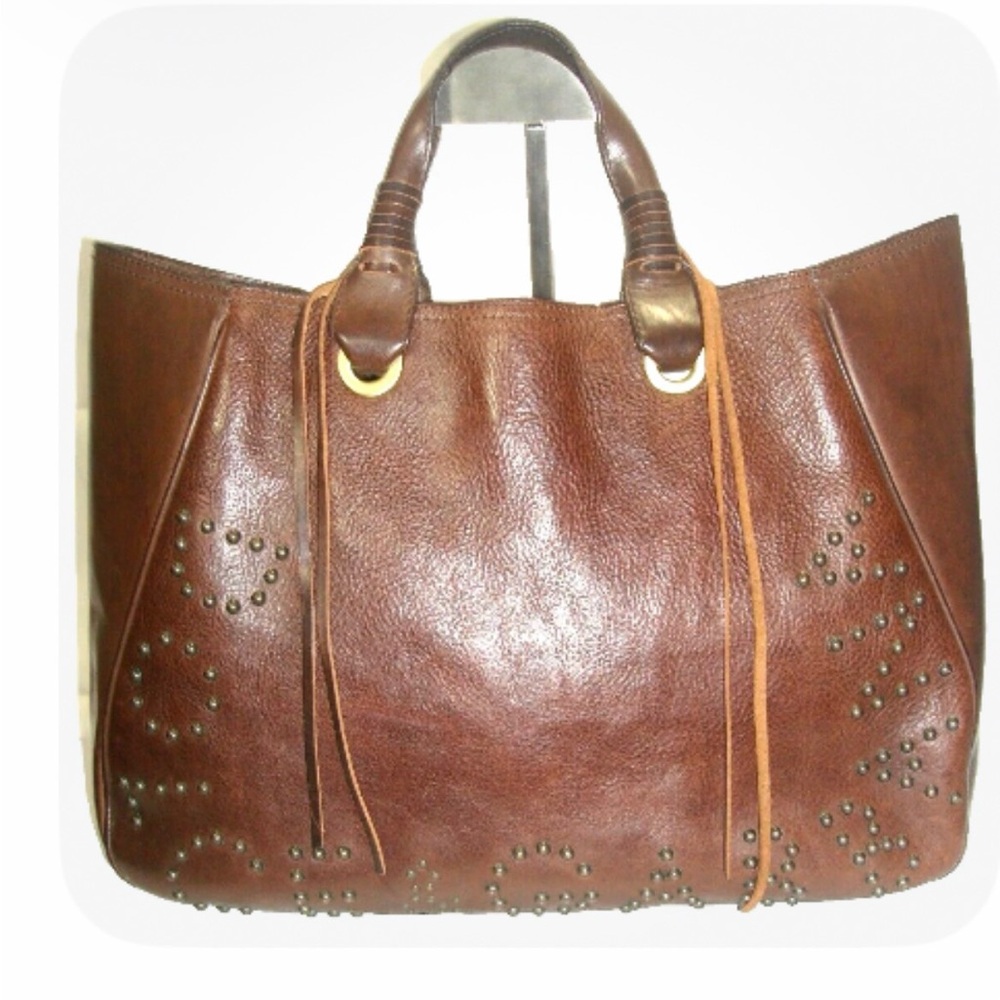 Dolce & Gabbana Brown Leather Studded Tote Bag